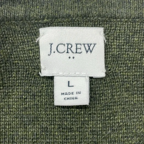 J Crew long cardigan wrap sweater in olive green, 100% cotton, size large - Picture 6 of 7
